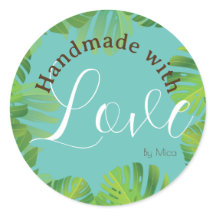 Handgemaakt met liefde botanische sticker