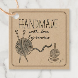 Handgemaakt met liefde Breigaren Dank u Kraft Bedankjes Labels
