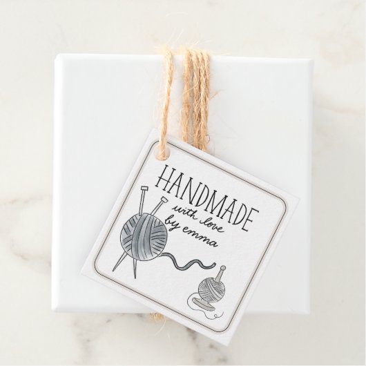 Handgemaakt met liefde Breigaren Dank u Kraft Bedankjes Labels (In situ)