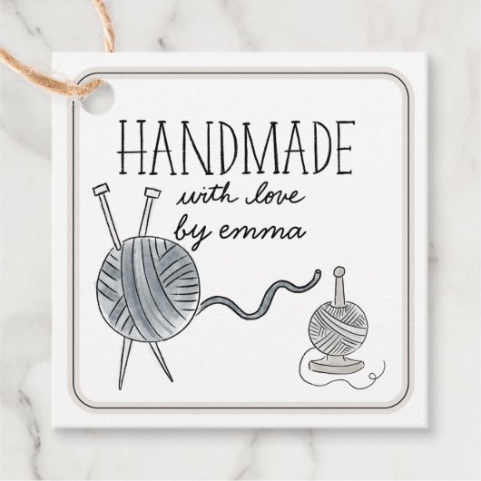 Handgemaakt met liefde Breigaren Dank u Kraft Bedankjes Labels (Voorkant)