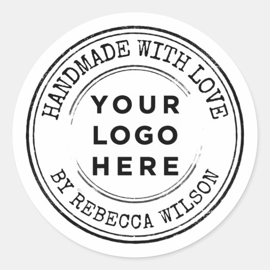 Handgemaakt met liefde Custom Business Logo Ronde Sticker (Voorkant)