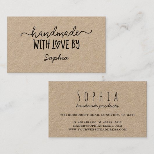Handgemaakt Met Liefde Custom Kaart voor Makers Kr Visitekaartje (Voorkant / Achterkant)