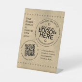 Handgemaakt met Liefde Custom Logo QR Code Rustic Reclamebord Met Voetstuk (Voorkant)