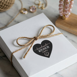 Handgemaakt Met Liefde Custom Monogram Zwart Hart Sticker