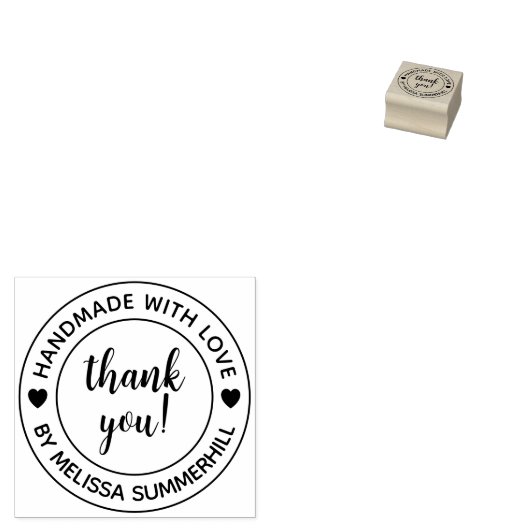 Handgemaakt met liefde dank je 1x1 rubberstempel (Gestempeld)