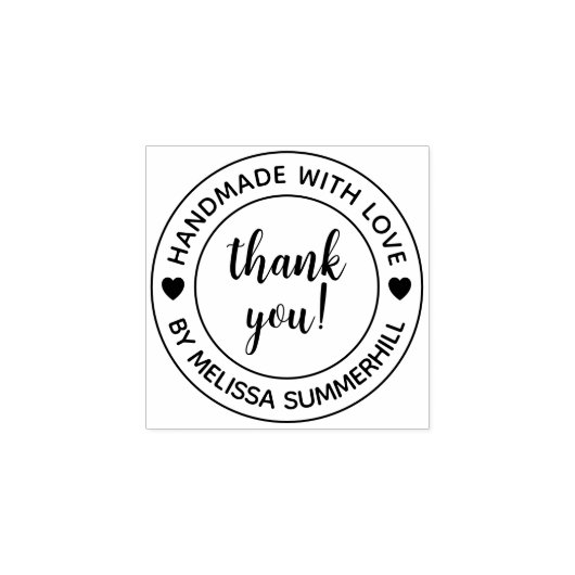 Handgemaakt met liefde dank je 1x1 rubberstempel (Afrduk)