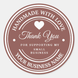 Handgemaakt met liefde | dank je  klassieke ronde  sticker