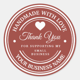 Handgemaakt met liefde | dank je  klassieke ronde  sticker