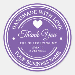 Handgemaakt met liefde | dank je  klassieke ronde  sticker