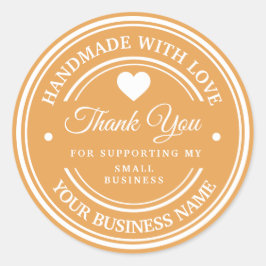 Handgemaakt met liefde | dank je  klassieke ronde  sticker