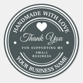 Handgemaakt met liefde | dank je  klassieke ronde  sticker