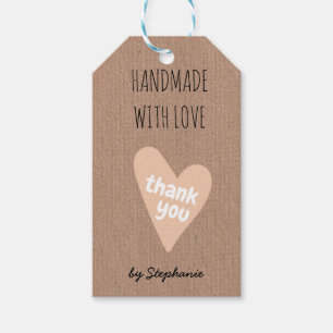 Handgemaakt met Liefde Dank je wel Kraft Papier QR Cadeaulabel