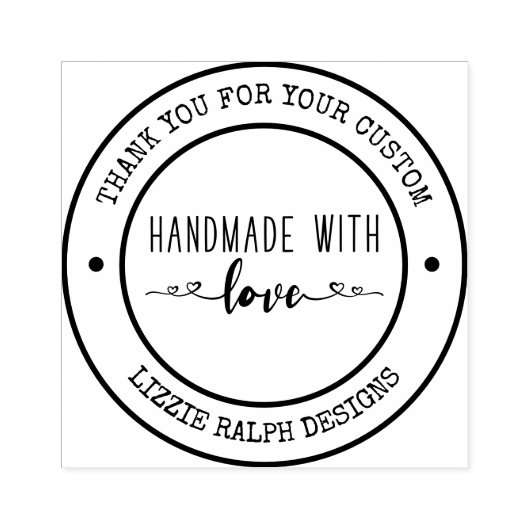 Handgemaakt met liefde dank u aangepaste rubberstempel (Afrduk)