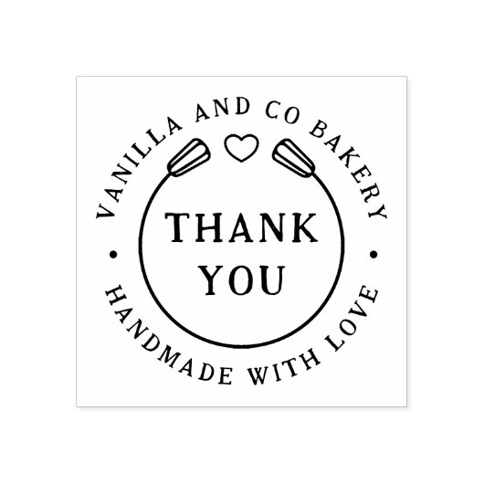 Handgemaakt met liefde dank u hart whisk bakkerij rubberstempel (Afrduk)