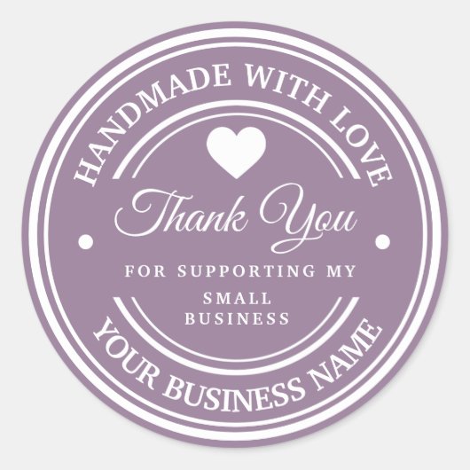 Handgemaakt met liefde | dank u klassiek ronde ronde sticker (Voorkant)