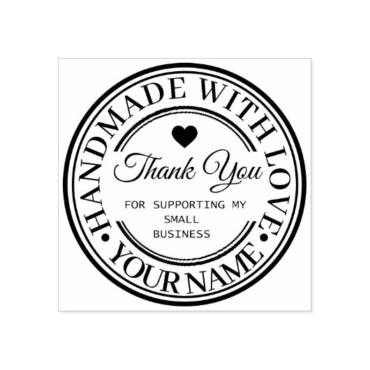 handgemaakt met liefde | dank u rubberen stempel (Afrduk)