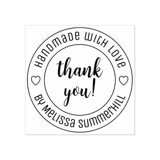 Handgemaakt met liefde Dank u Rubberstempel (Afrduk)