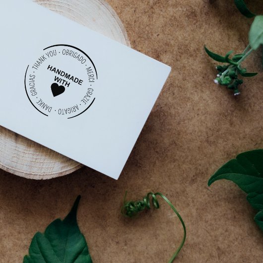 Handgemaakt met liefde Dank u voor meertalig Rubberstempel