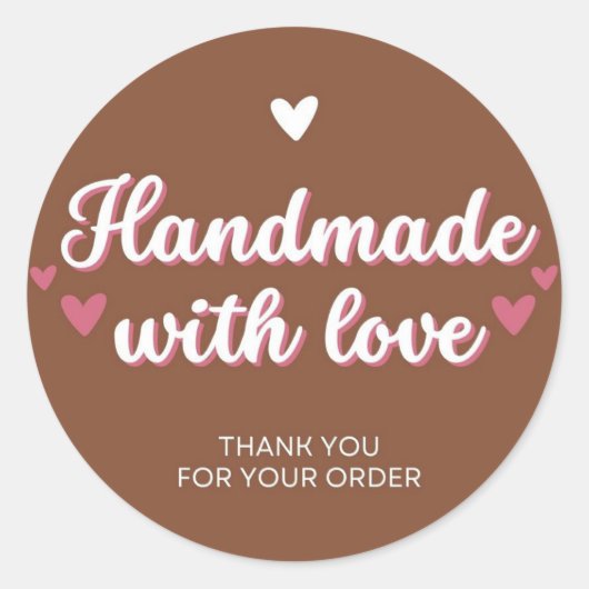 Handgemaakt met liefde Dank u voor uw ordecirkel Ronde Sticker (Voorkant)