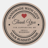 handgemaakt met liefde | Dank u wel | kraftpapier Ronde Sticker (Voorkant)