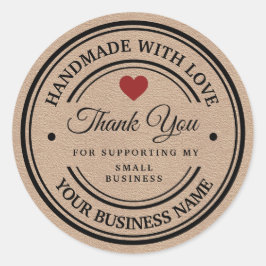 handgemaakt met liefde | Dank u wel | Papier voor  Ronde Sticker