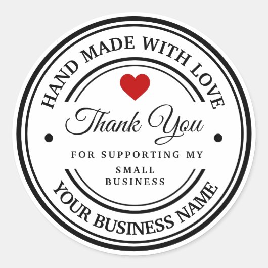 handgemaakt met liefde | Dank u wel Ronde Sticker (Voorkant)