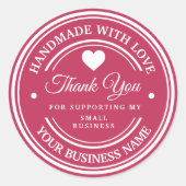 Handgemaakt met liefde | Dank u wel Ronde Sticker (Voorkant)
