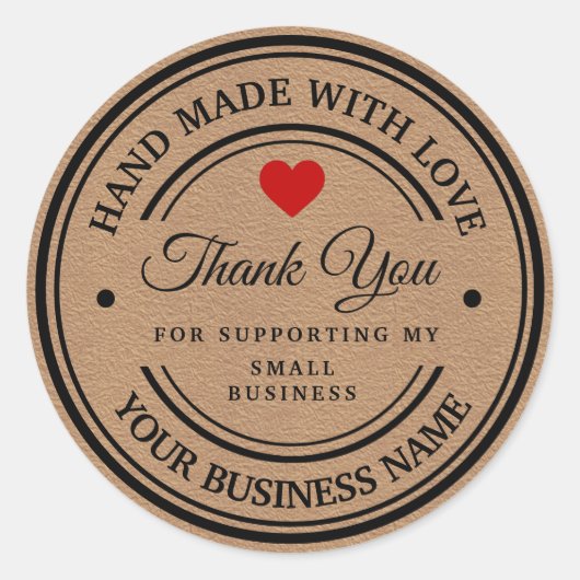 handgemaakt met liefde | Dank u wel Ronde Sticker (Voorkant)