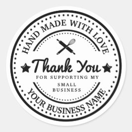 Handgemaakt met liefde | Dank u wel | sticker bakk