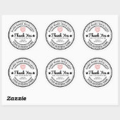 Handgemaakt met liefde | Dank u wel | zwart-wit Ronde Sticker (Vel)