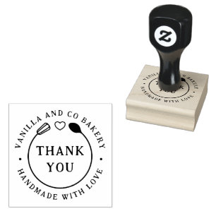 Handgemaakt met liefde dank u whisk lepel bakkerij rubberstempel