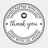Handgemaakt met liefde Dankjewel  Ronde Sticker (Voorkant)