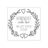 Handgemaakt met liefde Doodle Krans Hart en geblad Rubberstempel (Afrduk)