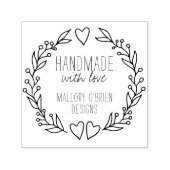 Handgemaakt met liefde Doodle Wreath Hearts Foliag Zelfinktende Stempel (Design)