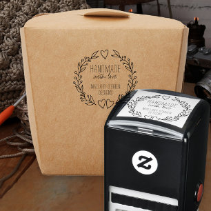 Handgemaakt met liefde Doodle Wreath Hearts Foliag Zelfinktende Stempel
