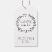 Handgemaakt met liefde Doodle Wreath Hearts n Foli Cadeaulabel (Voorkant)