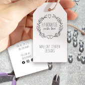 Handgemaakt met liefde Doodle Wreath Hearts n Foli Cadeaulabel