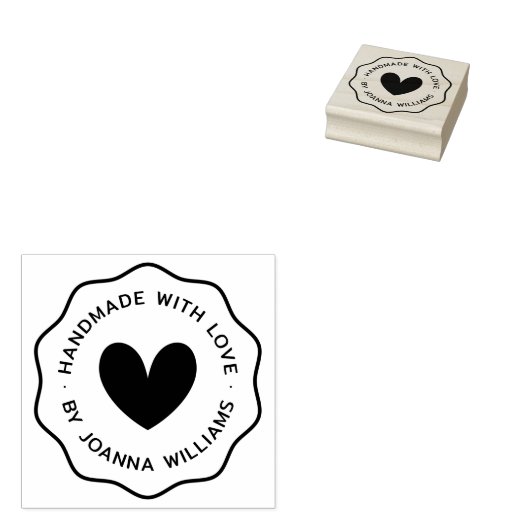 Handgemaakt met liefde door aangepaste naam dunne rubberstempel (Gestempeld)