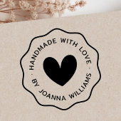 Handgemaakt met liefde door aangepaste naam dunne  rubberstempel