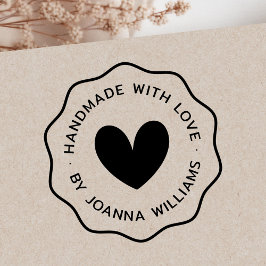Handgemaakt met liefde door aangepaste naam dunne  rubberstempel
