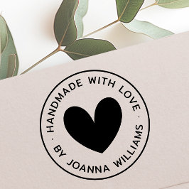 Handgemaakt met liefde door aangepaste naam modern rubberstempel