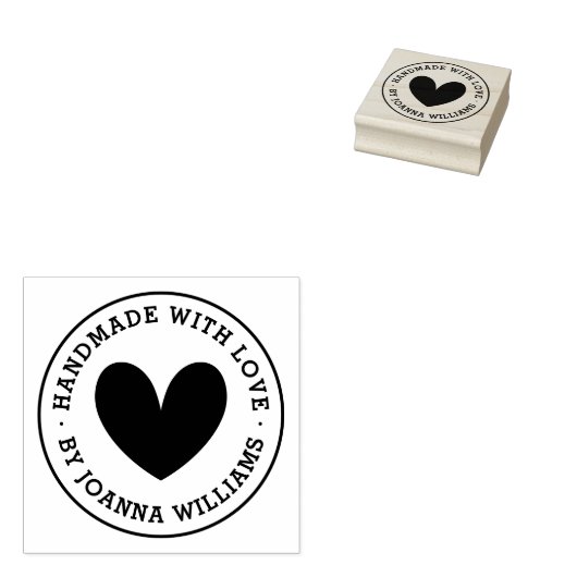 Handgemaakt met liefde door aangepaste naam modern rubberstempel (Gestempeld)