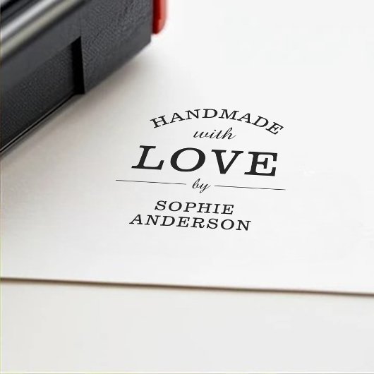 Handgemaakt met liefde door aangepaste naam Modern Zelfinktende Stempel