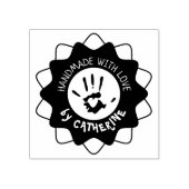 Handgemaakt met liefde door (aangepaste naam) rubberstempel (Afrduk)