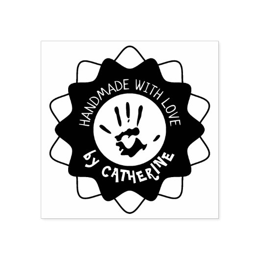 Handgemaakt met liefde door (aangepaste naam) rubberstempel (Afrduk)