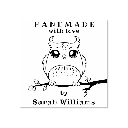 Handgemaakt met liefde door aangepaste naam Uil Ru Rubberstempel (Afrduk)