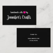 Handgemaakt met liefde door Creator Hot Pink Heart Visitekaartje (Voorkant / Achterkant)