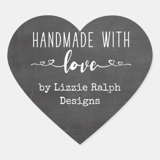 Handgemaakt met liefde door Custom Chalkboard Hart Sticker (Voorkant)