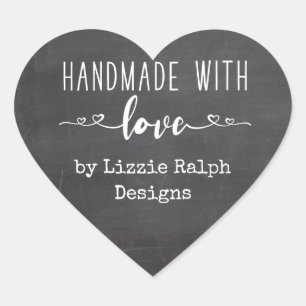 Handgemaakt met liefde door Custom Chalkboard Hart Sticker