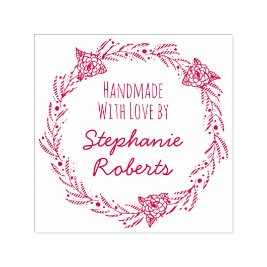 Handgemaakt Met Liefde door Custom Name Crafts Lab Zelfinktende Stempel (Design)